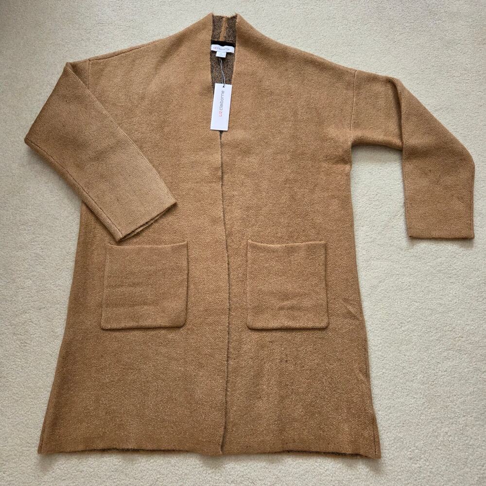 NWT Liz Claiborne XL Open Collarless Long Sleeve Super Soft Cardigan Sweater